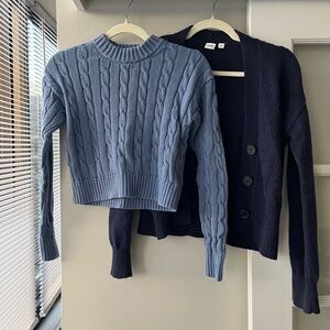 Set of GAP Blue Cable Knit and Cardigan